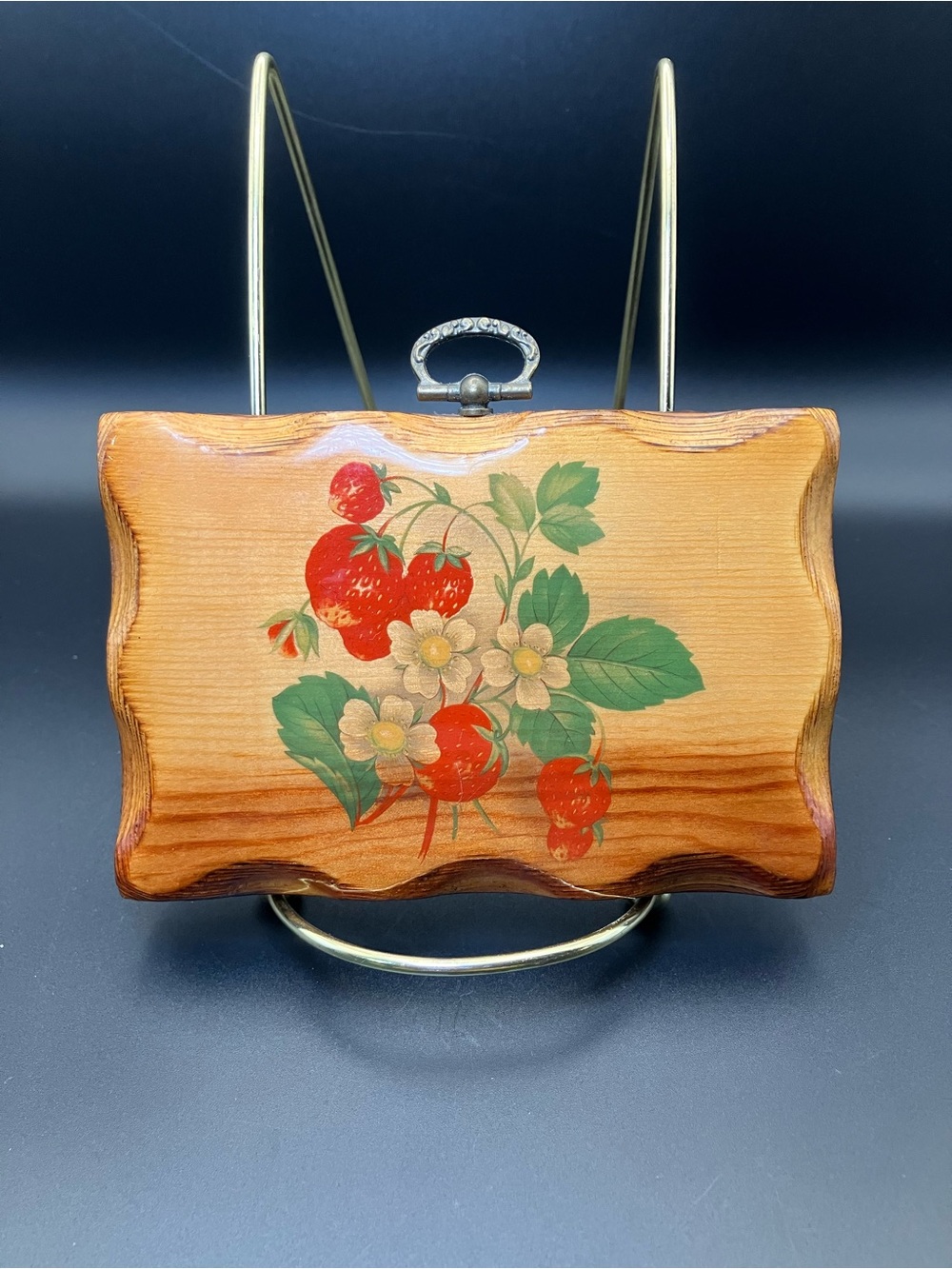 Vintage Strawberry Floral Wooden Wall Hanging